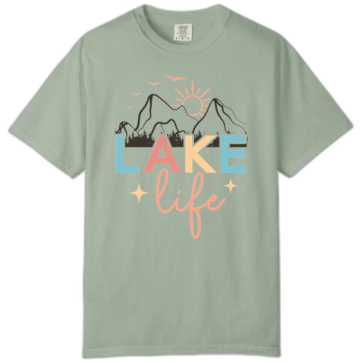 Mountain Lake Life Typography Comfort Color in Bay